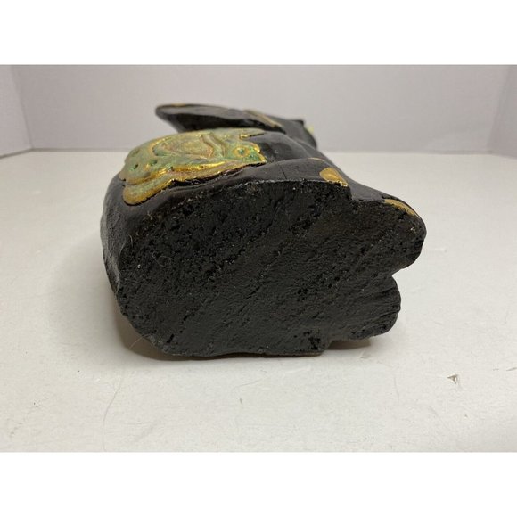 Hand Painted Carved Wooden Elephant Figurine Statue Rustic Hand Primitif Asian - Picture 7 of 13